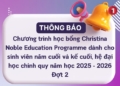 Chương trình học bổng Christina Noble Education Programme dành cho sinh viên năm cuối và kế cuối, hệ đại học chính quy năm học 2025-2026 – Đợt 2