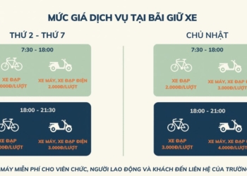 [THÔNG BÁO] ĐỊA ĐIỂM, THỜI GIAN VÀ MỨC GIÁ DỊCH VỤ TẠI BÃI GIỮ XE DÀNH CHO NGƯỜI HỌC