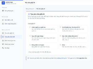 Chọn loại giấy tại trang Tạo yêu cầu mới