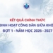 Thông báo kết quả học tập Sinh hoạt công dân giữa khóa đợt 1 năm học 2026 – 2027 (chính thức) (đối với sinh viên học đợt tháng 9)